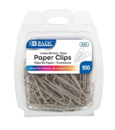 72 Pieces Bazic Jumbo (50mm) Silver Paper Clip (10 - Office Accessories