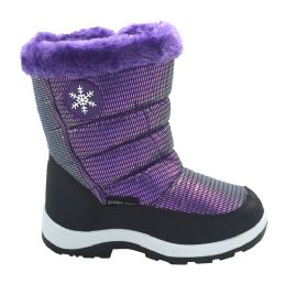 12 Bulk Kids Warm Insulated Winter Boot In Purple