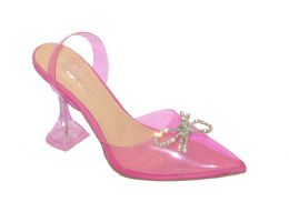 12 Pairs Womens Clear Heels Sandals Transparent Peep Toe Mules In Pink - Women's Heels & Wedges