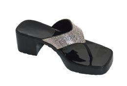 12 Pairs Women's Slip On Sandals Slide Glitter Bling Casual Sandal In Black - Women's Heels & Wedges