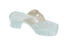 12 Pairs Women's Slip On Sandals Slide Glitter Bling Casual Sandal In Clear - Women's Heels & Wedges