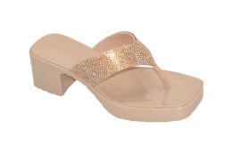 12 Pairs Women's Slip On Sandals Slide Glitter Bling Casual Sandal In Beige - Women's Heels & Wedges