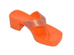 12 Pairs Women's Slip On Sandals Slide Glitter Bling Casual Sandal In Orange - Women's Heels & Wedges