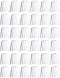 36 Wholesale Mens White Cotton Blend Fleece Sweat Shirts Size S Pack Of 36