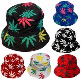 24 Pieces Marijuana Design Bucket Hat - Hats With Sayings