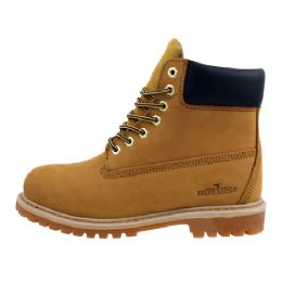 12 Pairs Mens Lace Up Work Boot In Brown - Men's Work Boots