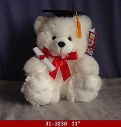 60 Pieces Grad White Sitting Bear - Graduation