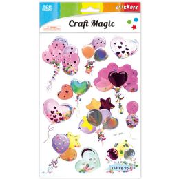 12 Pieces Stickers (heart Balloons) - Stickers