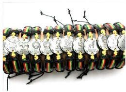 120 Pieces Zodiac Rasta Color Faux Leather Bracelet - Bracelets