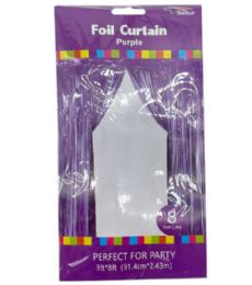 120 Pieces Purple 3x8in Metallic Foil Curtain - Party Accessory Sets