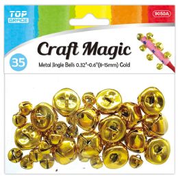 12 Pieces Metal Jingle Bell 12/240s 32ct Assorted Sizes 8mM-15mm Gold - Stickers