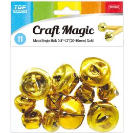 12 Packs Metal Jingle Bell 12/240s 11ct 20mM-30mm Assorted Size Gold - Stickers