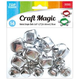 12 Packs Metal Jingle Bell 12/240s 11ct 20mM-30mm Assorted Size Silver - Stickers