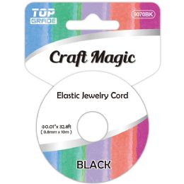 12 Bulk Elastic Jewelry Cord 0.8mmx10m Black