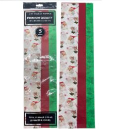 144 Pieces 5pc Santa & Friends Tissue Asst 20x20 - Tissue Paper