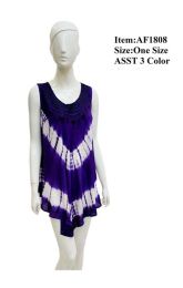 12 Pieces Rayon Tie Dye Embroidered Top Assorted Color - Womens Sundresses & Fashion