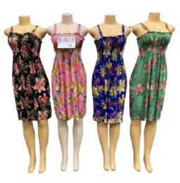 24 Pieces Lily Flower Graphic Spaghetti Strap Dresses - Womens Sundresses & Fashion