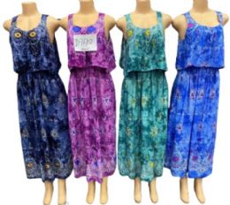 24 Pieces Long Maxi Ombre Tie Dye Color Dresses - Womens Sundresses & Fashion