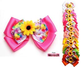 96 Pieces Sun Flower Bow Tie Hair Clip - Headbands