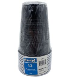 24 Bulk 12pc 16oz Black Bi Color Plastic Cup