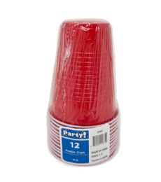 24 Wholesale 12pc 16oz Red Bi Color Plast Cup