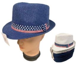 24 Bulk Usa Flag Band Fedora Hat