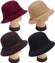 24 Pieces Women Lady Cloche Hat With Hat Band Assorted Colors - Sun Hats