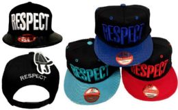 24 Pieces Snapback Flat Bill RESPECT Hat - Hats With Sayings