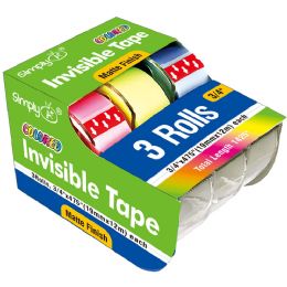 72 Pieces 3ct Clear Tape Assorted Colors With Dispenser - Tape