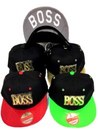 12 Pieces Wholesale Boss Flat Bill Snapback Baseball Cap - Hats With Sayings