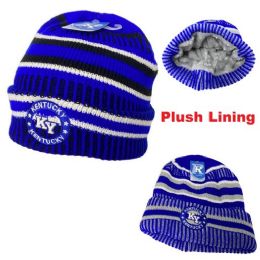 12 Wholesale Knitted PlusH-Lined Varsity Cuffed Hat [seal] Kentucky