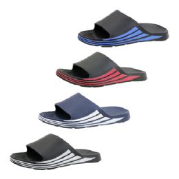 48 Wholesale Men's Side Stripe Sandals