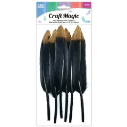 600 Wholesale feather black 12-15cm With gold tip