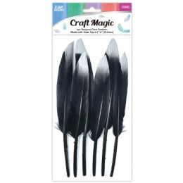 600 Wholesale feather black 12-15cm With Glitter silver tip