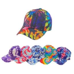 24 Pieces Multicolor TiE-Dye Baseball Cap - Baseball Caps & Snap Backs