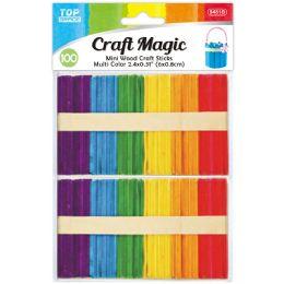 48 Pieces Colored Wooden Stick 6x0.8cm 100-Piece - Craft Wood Sticks and Dowels