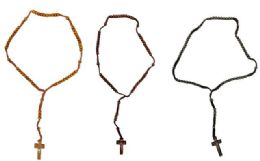 72 Pieces Wood Cross Rosary - Necklace