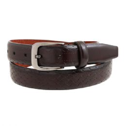 24 Pieces Men's Casual Dress Belt In Brown - Mens Belts
