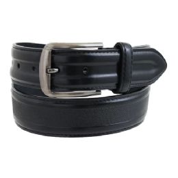24 Pieces Men's Casual Dress Belt In Black - Mens Belts