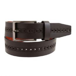 24 Pieces Men's Casual Dress Belt In Brown - Mens Belts