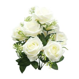 24 Pieces 16" 9-Roses White - Garden Decor