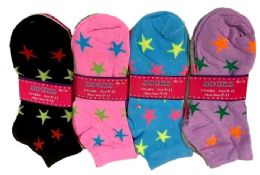 144 Wholesale Woman Socks With Star Design