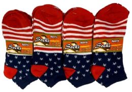 24 Bulk USA Flag Style Woman Socks