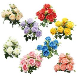 24 Pieces 16" 9 Head Roses Assorted Colors - Artificial Flowers