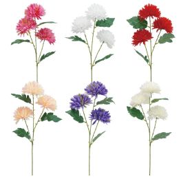 72 Pieces 3-Heads Flower Astd Clr - Garden Decor