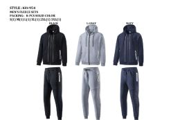 12 Wholesale Men's Fashion Fleece Set In Grey