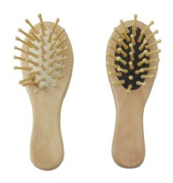 24 Pieces 2 Pack Mini Travel Size Wooden Bamboo Cushioned Detangle Brush - Hair Brushes & Combs