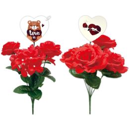 48 Pieces 18" Valentines day flower red with card - Valentine Decorations