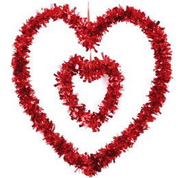 48 Bulk Valentine's Day Heart Tinsel Decoration 15x12"