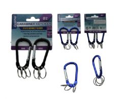 144 Wholesale 2 Pieces Carabiner Keyrings Blue Black Metal 2.83 Inches L X 5.6mm
